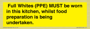  Full Whites (PPE) MUST be worn in this kitchen, whilst food preparation is being undertaken.